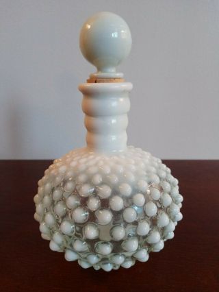 Vintage Opalescent (moonstone) Hobnail Perfume Bottle With Stopper
