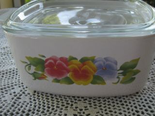 Corning Ware A - 1 5l Vintage Summer Blush Pyrex Casserole Dish Pansies With Lid