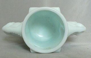 DECO DOUBLE HORSE HEAD MILK GLASS WITH GREEN TINT VASE 3