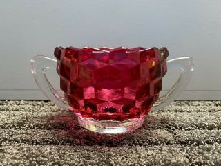 Fostoria American Ruby Red Flashed Glass Small Open Sugar Bowl