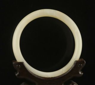 Old Natural Hetian White Jade Hand - Carved Bracelet Bangle