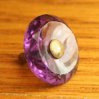 Antique Faceted Purple Glass Button W/ Pin Shank