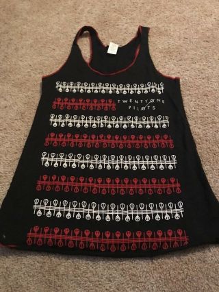 Twenty One Pilots Black Red Band Guitar Tank Top Size Small