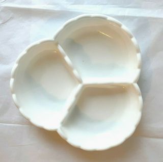 Fenton Hobnail White Milk Glass 3 Section Divided,  Relish / Candy / Nut Dish