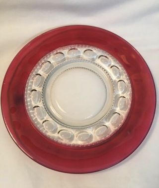 Vtg Indiana Glass Ruby Red Flash King Crown Thumbprint 8 1/4” Salad Plate