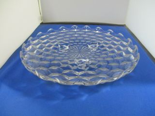 Vintage American Fostoria Clear 3 Footed 11 3/4 " Round Cake Plate Cube Pattern