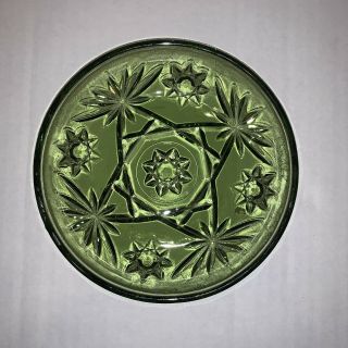 Vintage Star Of David Anchor Hocking Green Glass Round Trinket Dish Bowl 5 1/2”