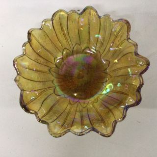 Iridescent Amber Floral Glass Bowl 7 X 18 Cm 403