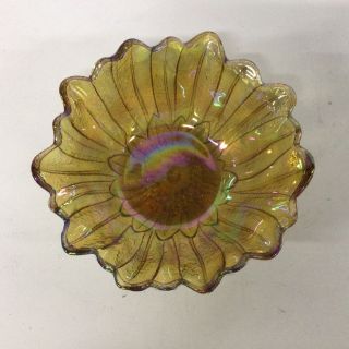 Iridescent Amber Floral Glass Bowl 7 x 18 cm 403 2