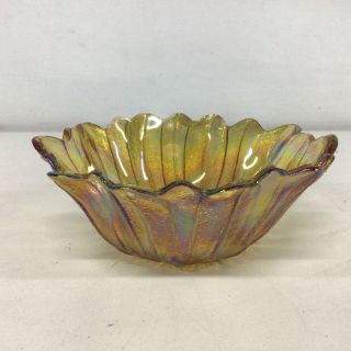 Iridescent Amber Floral Glass Bowl 7 x 18 cm 403 3