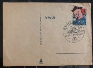1941 Bromberg Germany Worthless Postcard Cover Anti British Churchill