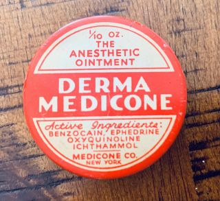 Antique Derma Medicone Dental Anesthetic Ointment Tin