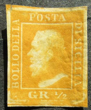 Italian States,  Sicily 1859 1/2gr,  Type B King Ferdinand Ii,  Mi 1b Cv=eur360 Mh