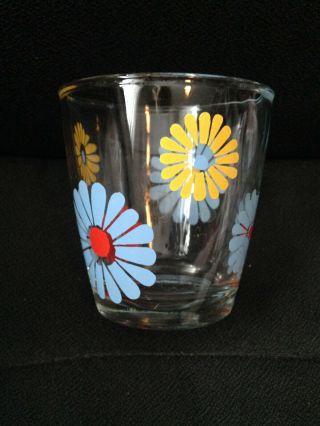 Vintage Atlas Sour Cream Glass Yellow Blue & Red Flowers