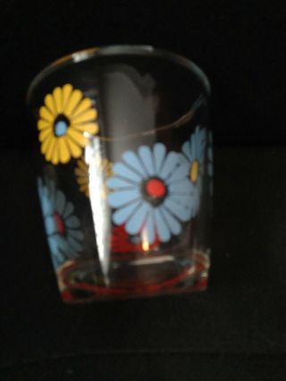 Vintage Atlas sour cream glass yellow blue & red flowers 3