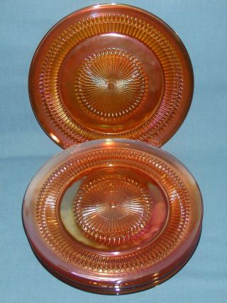 Dishes - Set Of Six Jeanette Anniversary Carnival Glass Dinner Plates
