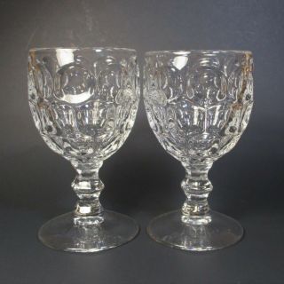 Imperial Glass Provincial Clear Water Goblets 2 Heavy Pressed Honeycomb Goblet