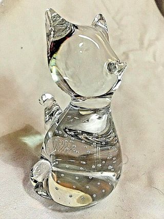 Vintage Mcm Hand Blown 4 " Studio Glass Art Cat Kitten Figurine Paperweight