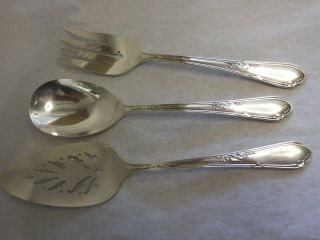 Wm A Rogers Meadowbrook Heather 1936 Three Silverplated Servers Pie,  Fork,  Spoon