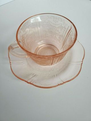 Vintage Macbeth Evans Pink American Sweetheart Depression Glass Cup And Saucer