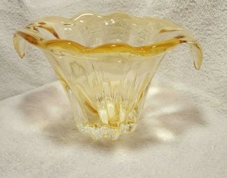 Art Glass 6 " Tulip / Daffodil Vase Amber Solid Heavy - Hand Made