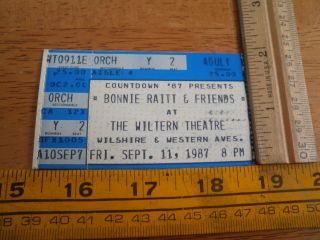 1987 Bonnie Raitt Concert Ticket Stub The Wiltern Los Angeles