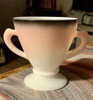 Vintage Hazel Atlas Pink/black Sugar Bowl,  Milk Glass,  Ovide,  Platonite,  Retro