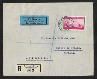 Zeppelin Liechtenstein To Uk Air Mail Cover 1936