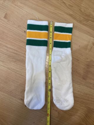 Vintage 80s Orlon Acrylic Mens Tube Sock Hi Rise Striped White Socks 15 Inch