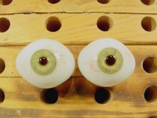 Vintage Pair Glass Eyes With Veins For Bisque Doll Ø 30mm Age 1910 Lausch A 1481