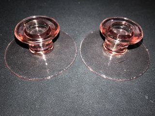 Vintage Pink Depression Glass Small Candle Stick Holders