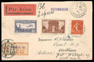France 1930 1.  50fr Ultramarine Air Post On Cover To Estonia C6a With