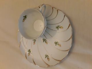 Vintage Yamaka China Plate And Cup Yellow Floral And Gold Trim Tea Set
