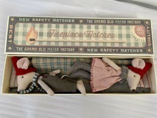Maileg Mum And Dad Christmas Mouse In Matchbox Retired Htf