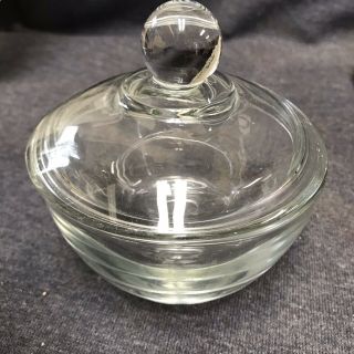 Vintage Anchor Hocking Clear Glass Retro Small Candy Dish With Lid 4” Tall
