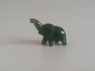 Vintage Miniature Hand Carved Jade Elephant Figurine