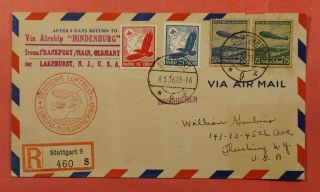 1936 Germany Hindenburg Zeppelin Flight Stuttgart Registered To Usa