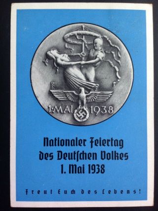 German Third Reich Occupation Of Austria Labour Day Official Postcard 1/5/1938