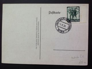German Third Reich Occupation of Austria Labour Day Official Postcard 1/5/1938 2