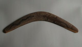 Good Solid Vintage Oceanic Australian Aboriginal Carved Wooden Boomerang Club Nr