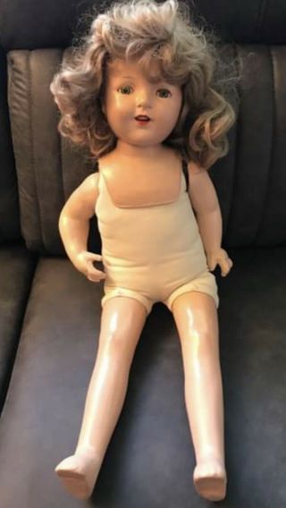 Vtg 1930s Rare Eegee Miss Charming Huge 27” Life Size Baby Doll Shirley Temple