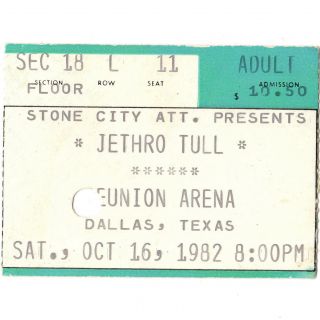 Jethro Tull & Saga Concert Ticket Stub Dallas Tx 10/16/82 Broadsword Tour Rare