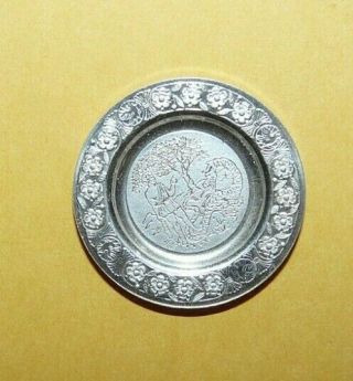 Dollhouse Miniature Vintage Sterling Silver Ornate Pattern Plate 1:12 Scale 7