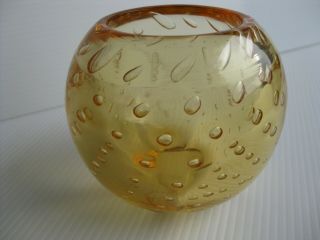 Retro Vintage,  Whitefriars,  Controlled Bubble Glass Bowl,  Amber In Colour