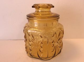 Imperial L.  E.  Smith Amber Atterbury Scroll Canister/ Apothecary