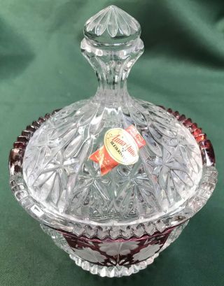Vintage Anna Hutte Bleikristall Lead Crystal Orford Rose Candy Germany - $9 Shp