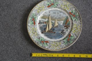 Antique Ice Boat Race On The Hudson Winter Scenes Plate Adams Currier York