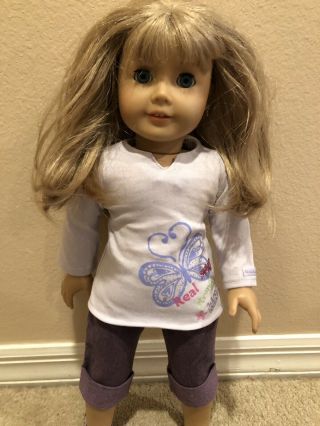My American Girl Doll With Blonde Hair,  Light Skin,  Blue Eyes,  Ears Pierced