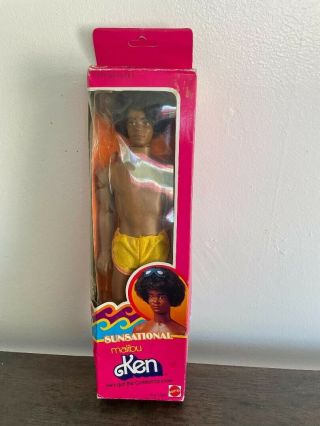Mattel 1981 Black Sunsational Malibu Ken 13849 Vinyl Doll W/rooted Hair,  Nrfb