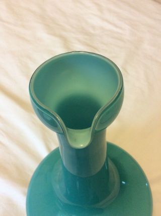 Retro/vintage empoli style glass jug.  Teal/turquoise. 3